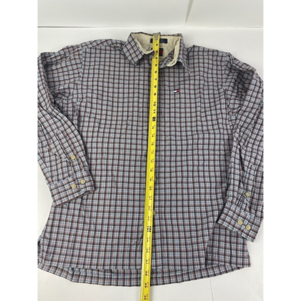 VTG 90s Tommy Hilfiger Plaid Shirt‎ Button Down Medium M Long Sleeve pocket - Picture 4 of 7